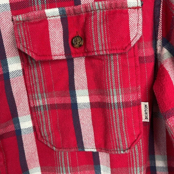 BURTON Mens DryRide Plaid Flannel Shirt Red White Blue Cotton Chest Pockets L - Picture 5 of 13